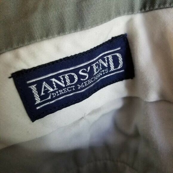 Lands' End Mens Size 34R Gray  Solid Straight Leg Chino Khaki Pants - Picture 5 of 10